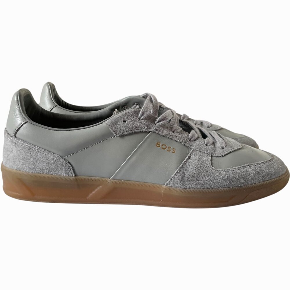 Boss Brandon Tenn Trainers Sneakers Gray Leather Suede - Picture 4 of 11